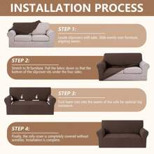 Ystyle 3-Seater Sofa Cover With Armrests, Universal Stretch Sofa Cover, Washable Cat Scratch-Resistant Sofa Cover, Stain-Resistant Stretch Sofa Cover, Non-Slip Sofa Cover - Coffee Brown - View 3