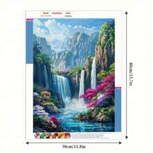 1 件 DIY 钻石画风景流水家居装饰全钻 11.8*15.7 英寸马赛克工艺墙面艺术装饰，墙面装饰钻石画，初学者手工钻石画 DIY - 彩色 - 查看 3