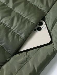 1 件男士纯色连帽棉夹克，轻质夹棉外套，休闲日常穿着，户外、徒步旅行、运动，秋冬 - 綠色 - 查看 6