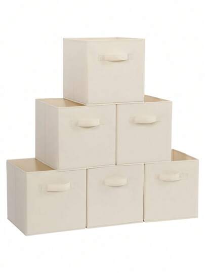11 pollici Cubi di Immagazzinaggio Pieghevoli in Tessuto con Maniglie, Cubi di Immagazzinaggio Pieghevoli per Armadio, Asilo Nido, Scaffale (Beige/Nero/Grigio, 1 pezzo/3 pezzi/6 pezzi)