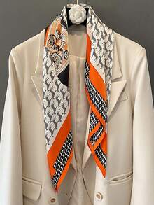 1 件波西米亚风格 70 年代印花小方巾，仿丝头巾，新款男士围巾，百搭，可搭配装饰领带、头带、时尚围巾 - 彩色 - 查看 11