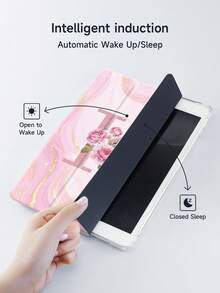 Ayotu CEJ 字母粉色大理石纹平板电脑保护壳，10 种字母设计防震保护，兼容 iPad 10.2 英寸 2021/2020 iPad 第 9/8 代、iPad 第 10 代、iPad (A16) 11 英寸第 11 代 2025，兼容三星 Galaxy Tab，带笔架，支持自动睡眠/唤醒盖，优雅清爽的平板电脑保护壳 - 彩色 - 查看 6