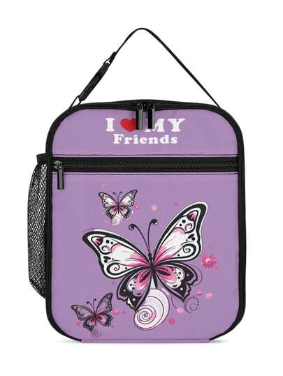 儿童可爱蝴蝶和恐龙保温午餐袋，手提包适合男孩和女孩，学校，旅行，野餐，是送给儿童的完美礼物，休闲时尚的午餐盒袋