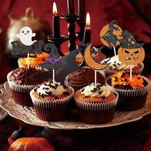 12 miếng mút xốp hình chú dơi và xe ngựa hình phù thủy trang trí bánh cupcake chủ đề ác mộng trước Giáng sinh dùng để trang trí bánh sinh nhật - Nhiều màu - Xem 4