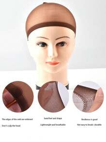 2 szt. ultracienkich czepków na perukę, elastycznych czepków na perukę z siateczki, oddychających i miękkich czepków na perukę z nylonowej siateczki, czepków na perukę do codziennej pielęgnacji, damskich czepków na perukę o wysokiej elastyczności, jednolitych kolorów nylonowych czepków na perukę z koronką do użytku domowego, na wesele, na każdą porę roku