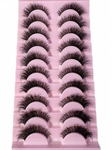 LYBCG 10Pairs Of Luxurious Fluffy False Eyelashes - Thick, Wispy, Clear Band Faux Mink Lashes 3D Volume, Reusable, Soft, Lightweight, Faux Mink Strip Lashes For Cosplay Manga Cat False Lashes Dramatic Eye Makeup Look - 黑色 - 查看 5