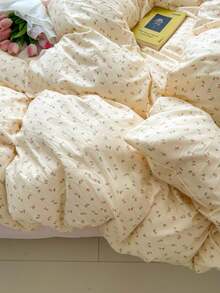 3 件套加厚涤纶清新花卉印花床上用品套件,适合男孩/女孩宿舍,拉链开合,四季皆宜,柔软透气卧室床上用品套件(1 个羽绒被套、2 个枕套、无填充物) - 彩色 - 查看 9