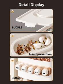 5 In 1 Grain Dispensers, 16-28 Lbs Whole Grains Storage Jar , Upgraded Built-In Fresh Box, Cereal Dispenser Storage With Lids For Home Kitchen Pantry Rice Soybean Corn - 白色 - 查看 8