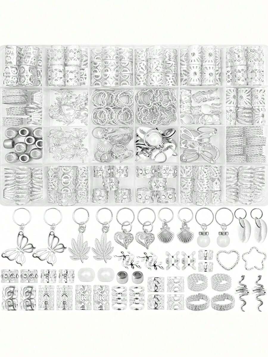 236 件女士辫子、锁扣环（用于锁扣配件）、Locs 发管珠、银色编织夹、爪形发夹、发爪、发夹、发夹、发夹