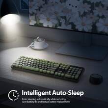 Wireless Keyboard And Mouse Set, Cute Keyboard And Mouse Combo, Full Size Typewriter Keyboard With Number Pad, Colorful Keyboard With Round Keycaps For Windows PC Laptop - Dark Green - View 2