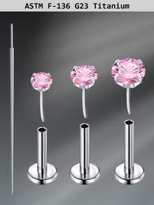 CIZME 4pcs Titanium Alloy Cubic Zirconia 20G Lip Studs, Daily Decoration; 6/7/8mm Flat Lip Rings, G23 Low Allergy Medusa Lip Studs; 2.5/3/4mm Cubic Zirconia Push-In Ear Cartilage Earrings, Lip Piercing Jewelry - Lip Studs - View 15