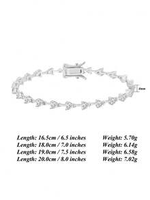 1 件 925 纯银 14k 金心形锆石网球链手链，龙虾扣，男女皆宜的奢华珠宝手链，宴会派对庆典礼物，2025 时尚手链