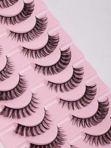 10 Pairs Russian Style False Eyelashes, D-Curl Thick & Fluffy Lashes For Daily & Party, Charming Eye Makeup, Travel Essential,Festival Lashes,Rave Makeup,Glitter Eyelashes,Rave Party Accessories - Multicolor - View 9