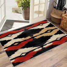 3x5 Rugs, 2x3 Rug, Southwestern Rustic Area Rug, Colorful Geometric Door, Washable & Non - Slip Small Carpet, Home Decor - Đỏ Be Đen - Xem 4