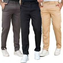 Kit Of 3 Men's Straight-Leg Tailored Trousers – Elegance And Comfort - đen/xám/be - Xem 2
