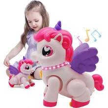 1 pieza Juguete eléctrico de Unicornio Pegaso para niñas, Unicornio alado de fantasía con luces y música, regalo de vacaciones con forma de animal para niños - Unicornio eléctrico - Ver 3