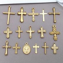 2 件不锈钢金色十字架吊坠，十字架吊坠，适用于 DIY 手链项链耳环链珠宝制作配件 - 金色 - 查看 7