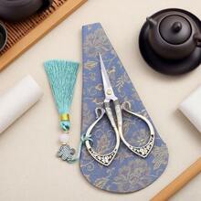 Handmade Sewing Scissors Vintage Set Embriodery Scissors School Home DIY Crafts With Sleeves And Tassels,Easy Cutting Of Burlap Fabric Without Curling Edges - Multicolor - View 7