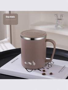 带手柄的隔热咖啡杯，不锈钢旅行杯，可重复使用的防漏冷饮杯，带盖的茶杯，适合家庭办公室使用，手柄和盖子设计，理想的礼物选择，适用于奶茶和各种饮料。 - 彩色 - 查看 18