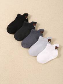 10 双装男婴短袜，带后跟，加高设计，可爱小熊图案，适合 0-3 岁宝宝，秋冬季穿着。 - 彩色 - 查看 4