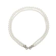 1PC French Baroque Style Double Layers Wearing Irregular Double Layers Size Faux Pearls Beaded Cross Clasp Inlaid Synthetic Zirconia Copper Women's Necklace For Banquet Gift Gathering Party - Dây chuyền ngọc trai trắng đôi - Xem 4