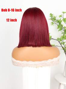 99J 勃艮第蕾丝前部人发混合头发 13x4 透明蕾丝前部无胶直发短波波头假发波波头假发预拔自然发际线酒红色 8-16 英寸（混合假发 - 人发混合和合成）假发人发混合头发/女士人发混合头发假发/人发混合蕾丝前部假发/无胶假发/漂白结/蕾丝假发/化装派对/万圣节 - S99J/BUG - 查看 2