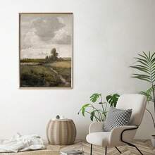 1 Stück 2D flache, rahmenlose Wandkunst Schneeberglandschaft im Retro-Stil, Sommerlandschaft in warmen Farben, Bauernhaus-Französisch-Landdekor für Innen- und Außenbereich, geeignet für chemische Faser-Leinwand, Schlafzimmer, Küche, Klassenzimmer, Landschaftsdekorations-Poster - Verschiedenfarbig - Übersicht 4