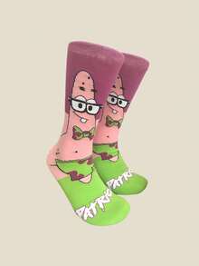 SPONGEBOB 5 双男女通用海绵宝宝、章鱼哥、海星等卡通人物印花中筒袜，可爱 - 彩色 - 查看 3