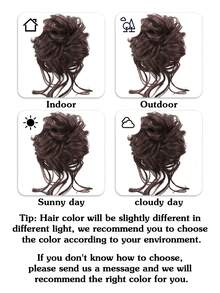 2 Peças Acessórios para Coque Bagunçado, Scrunchies Elásticos de Cabelo Encaracolado Sintético para Mulheres, Adequado para Penteados de Casamento Femininos - Multicolorido - Visão 12