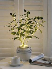 1pc Olive Branch LED Light, Modern Home Decor Lamp, Suitable For Festivals, Weddings, Birthdays, Party Atmosphere Creation, Great For Cabinet, Dining Table, Cafe Decoration - 彩色 - 查看 1