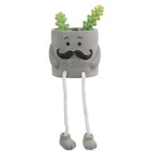 3 件套创意人造多肉植物，搭配灰色花盆，迷你盆栽多肉植物，适合家庭办公桌装饰和礼物选择