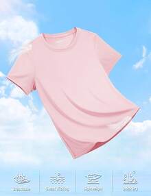 KEFITEVD Women's Short Sleeve T-Shirts UPF 50+ Sun Protection Quick Dry Athletic Running Workout Rash Guard Tops - Rosa Pálido - Ver 7
