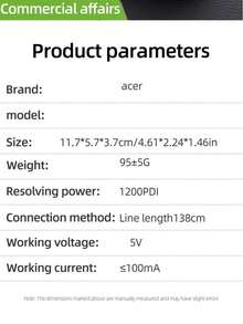 Acer M119 Wired Mouse, Ultra-Light Silent, Office/Gaming Desktop/Laptop Business/School Mouse, USB Optical Mouse With Ergonomic Natural Grip Design