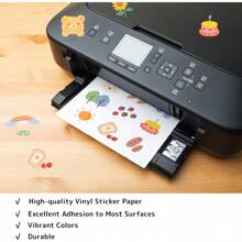 50 张不干胶标签纸 A4 光面自粘贴纸标签纸，白色光面防水标签，适用于激光和喷墨打印机，适用于学校用品，返校