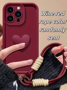 1 ốp lưng điện thoại màu đỏ trơn tối giản với họa tiết trái tim 3D và dây đeo cùng màu, tương thích với iPhone 17 Pro Max & 13, một phụ kiện điện thoại thời trang cho những buổi đi chơi hàng ngày, công việc và hẹn hò. Ốp lưng điện thoại màu đỏ tía mờ có họa tiết trái tim 3D nổi và dây đeo dệt tương phản, một chiếc ốp lưng chống sốc tương thích với iPhone. Phiên bản quốc tế, không phải phiên bản nội địa. - Burgundy + dây bện - Xem 8