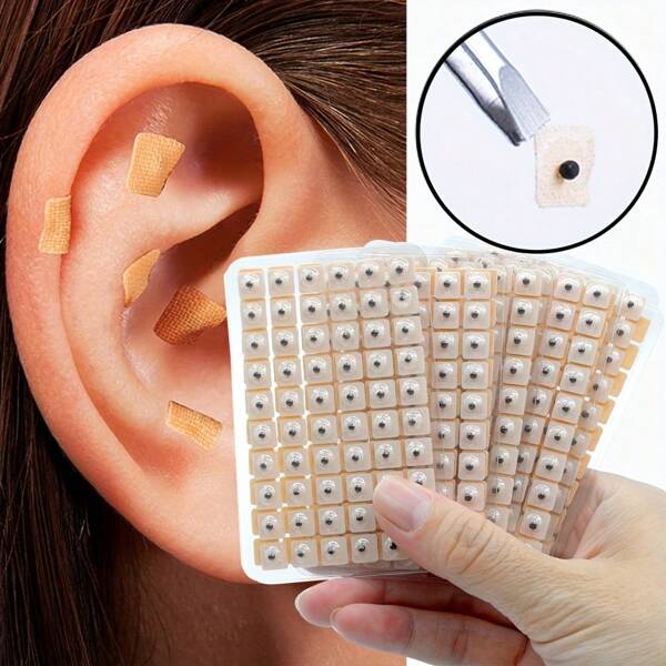 Adesivo de acupressão auricular 600/1200 peças, adesivo auricular, para estimulação de acupressão, massagem auricular - unissex