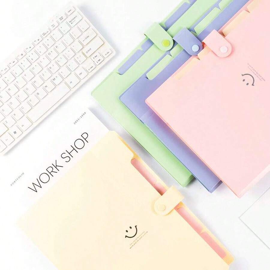 Colorful Accordion A4 File Folder, Expandable Document Organizer, 5 Compartments - 2147 Amarelo - View 1