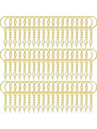 300pcs Key Rings, 100pcs 25mm Keychain With Chain, 100pcs Split Rings, 100pcs Screw Eye Pins, Suitable For Resin, Crafts And Keychain Making, Car Accessories, Cute Gothic Y2K Style Lanyard, ID Badge Holder, Car Accessories Decoration