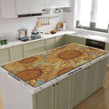 Tapis de cuisinière, dessous de plat tournesol et chat noir, résistant à la chaleur, antidérapant, résistant aux rayures, facile à nettoyer, convient pour la cuisinière, le plan de travail, le placard, le lave-vaisselle, la machine à laver, le sèche-linge, la plaque à induction et la table à repasser, protecteur de surface de cuisson en verre céramique, résistant à la chaleur, résistant aux rayures, couvre-plaque de cuisson antidérapant, tapis pour cafetière, tapis de machine à café - Multicolore - Voir 4