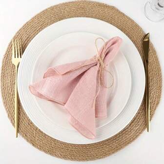 50PCS Wedding Napkins Cloth Edge Sewing 32*32cm/12.6*12.6inch Dinner Square Washable Reusable Gauze Tea Towel Table Decoration For Banquet Restaurant Baby Shower Christmas Everyday Use