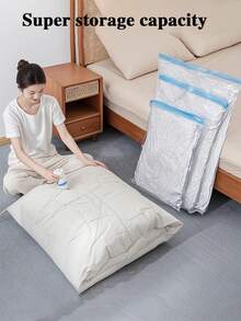 1/10 piezas Bolsas de compresión al vacío, Bolsas de almacenamiento al vacío, Bolsas con cremallera al vacío, Bolsas de equipaje de ahorro de espacio, Sacos de compresión de viaje, Organizadores de prendas plegables, Bolsas de almacenamiento de armario para ropa, ropa de cama, ropa de invierno - 75% de ahorro de espacio, a prueba de humedad, resistente a insectos