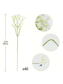 40支11英寸/28厘米人造满天星，适用于婚礼花束、餐桌摆饰、插花和装饰（白色）
