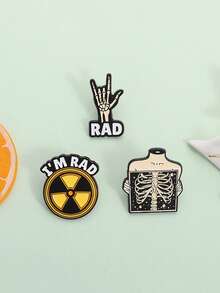 3 件 I'm RAD 骷髅胸针 创意趣味胸针 衣服背包配饰 珠宝礼物 送给朋友