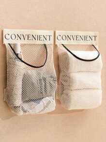 1 Pc Kitchen Trash Bag Holder, Wall-Mounted Large Capacity Storage Bag, Plastic Bag Organizer With Hook And Loop Net Pouch, Essential Kitchen Organizer Tool