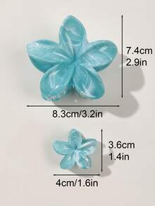 3 件套波西米亚风格蓝色渐变大理石纹绣球花发夹，海滩度假发饰花爪夹秋季配饰秋冬 - 彩色 - 查看 4