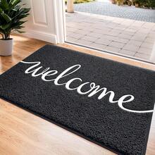 1 pieza Felpudo "Bienvenido" para uso interior y exterior antideslizante para entrada, alfombra para patio, garaje, jardín, alfombra decorativa, decoración del hogar, alfombra de área, fácil de limpiar, regalo