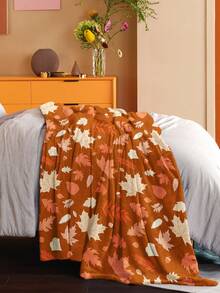 1pc Maple Leaf Pattern Blanket, Harvest Festival Blanket, Soft Warm Plush Throw Blanket, Suitable For Home Decor, Living Room, Sofa, Nap, Lounge Chair And Bedroom,Fall Decor,Autumn Decor,Room Decor - Multicolor - View 6