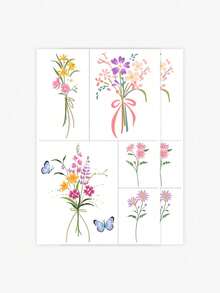 Tatuajes temporales impermeables y resistentes al sudor con diseños de dopamina, flores, mariposas y estilo de campus de dibujos animados, pegatinas de tatuajes falsos lavables de material de PVC con diseño minimalista Y2K, tatuajes falsos resistentes al sudor para volver a la escuela, arte corporal de tatuajes temporales, adecuados para uso diario