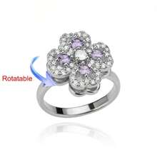 1PC Zirconia Rotatable Four Leaf Clover Anxiety Rings For Women Stainless Steel Anti-Stress Ring Aesthetic Jewelry Gift