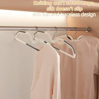 10pcs Short Neck Clothes Hangers, Space-Saving Thick Non-Slip Dual-Tier Rotating Hangers, Durable Plastic Wardrobe Organizer For Shirts, Tops And Dresses, Thin Design To Prevent Shoulder Stacking And Wardrobe Corner Collision, Clothing Hooks